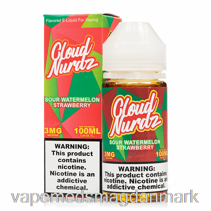 Vape Med Smag Sur Vandmelon Jordbær - Cloud Nurdz - 100ml 3mg
